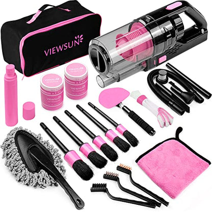 Viewsun Kit de limpieza de automóvil de 17 piezas, kit de de