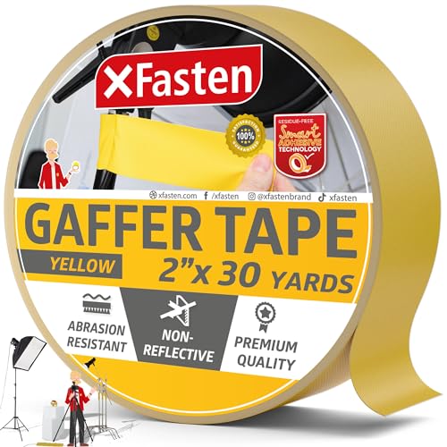 XFasten Cinta amarilla de Gaffers de 2 pulgadas x 30 yardas,