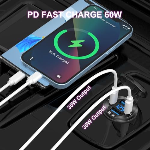 Cargador de aluminio con salida USB de 4 puertos y 12 V, 78