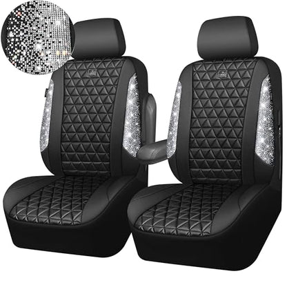 CAR PASS Bling Diamond Leather Car Seat Covers for 2 Front I