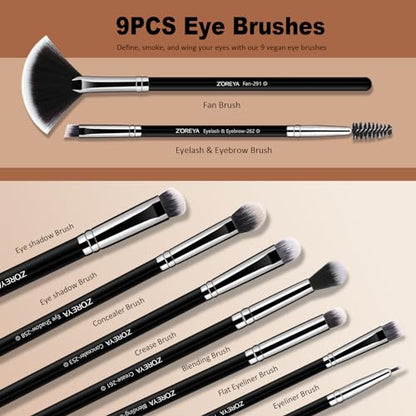 Z'OREYA Brochas de maquillaje, 16 piezas, juego de brochas d