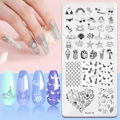 Biutee Juego de placas de estampado de uñas – 10 plantillas