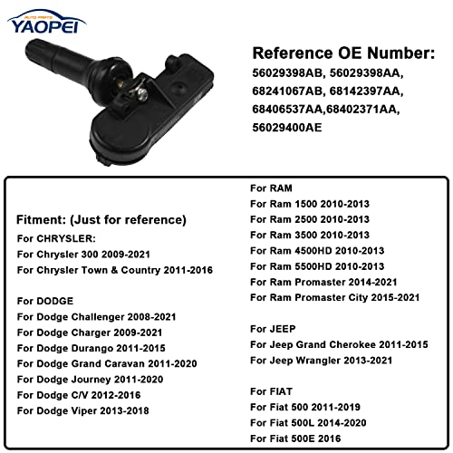 Paquete de 4 sensores TPMS para Jeep Grand Cherokee Wrangler