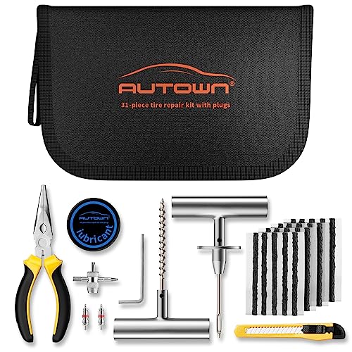 Kit de reparación de neumáticos planos con tapones 31 piezas