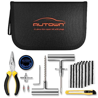 Kit de reparación de neumáticos planos con tapones 31 piezas