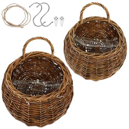 Yardwe 2 macetas redondas colgantes de arpillera, cesta de f