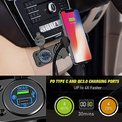 Nilight QC 3.0 Cargador USB y encendedor de cigarrillos ench