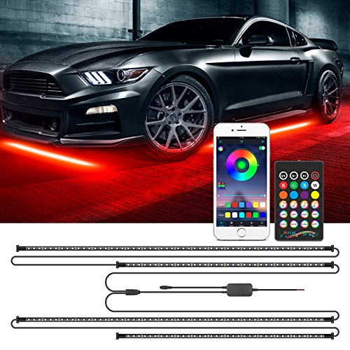 MICTUNING 4 luces LED subterráneas para automóvil, kit de lu