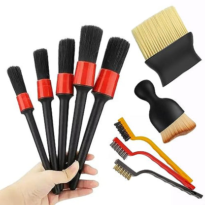 Juego de 10 cepillos para detalles de automóvil, kit de limp