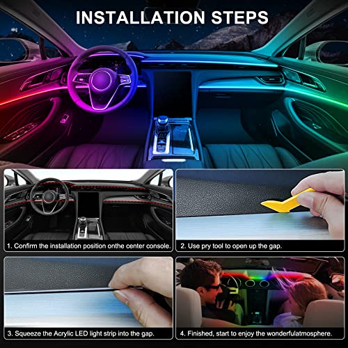 Tira de luz LED de acrílico para interior de automóvil con a