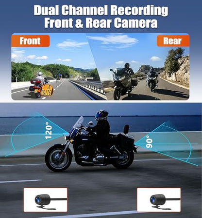 CAMECHO Cámara de salpicadero de motocicleta delantera y tra