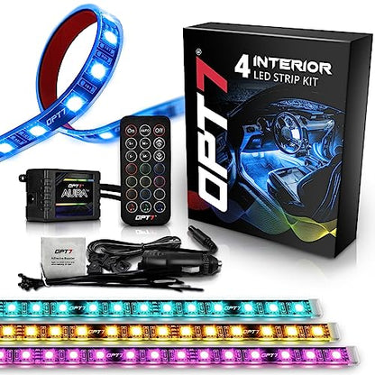 OPT7 Aura - Luces interiores de coche con control remoto, ca