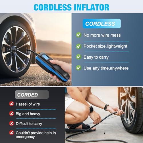 KEZERS Inflador de neumáticos, compresor de aire portátil, b