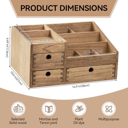 KIRIGEN Wood Makeup Organizer Storage Cabinet Tabletop Cosme