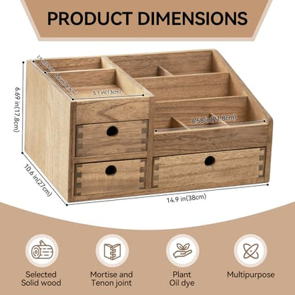 KIRIGEN Wood Makeup Organizer Storage Cabinet Tabletop Cosme