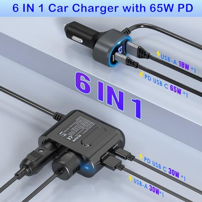 Divisor de encendedor de cigarrillos de 12 V, enchufe de 2 e