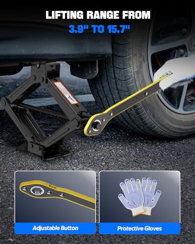 Kit de gato de automóvil, gato de tijera para automóvil de 2