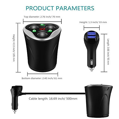 Skyocean Adaptador de corriente divisor de encendedor de cig