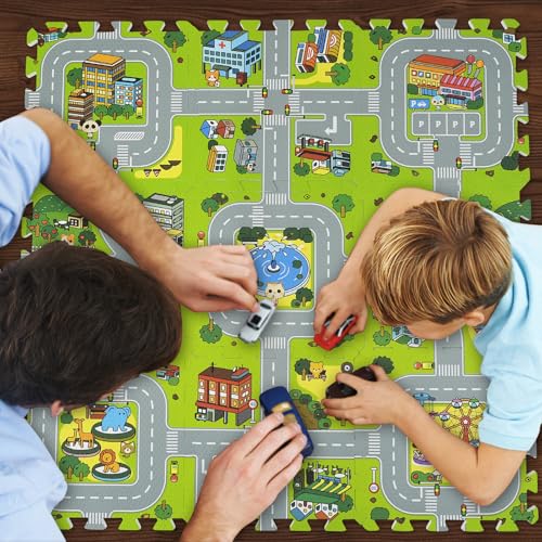 Skyweaver Alfombra de juego de tráfico con azulejos entrelaz