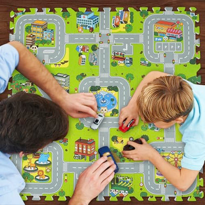 Skyweaver Alfombra de juego de tráfico con azulejos entrelaz