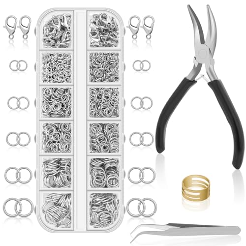 Anezus Juego de 1200 anillos de salto para hacer joyas, anil
