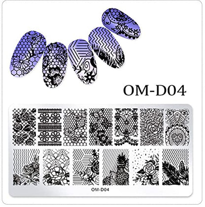 WOKOTO Juego de 5 placas de estampado de uñas para arte de u