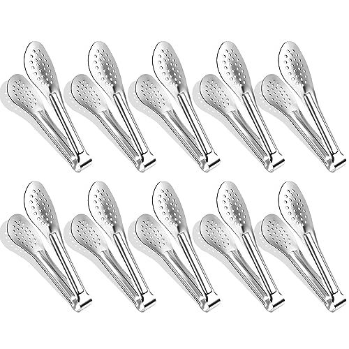 XEVOM - 10 pinzas para servir, pequeñas pinzas de cocina de