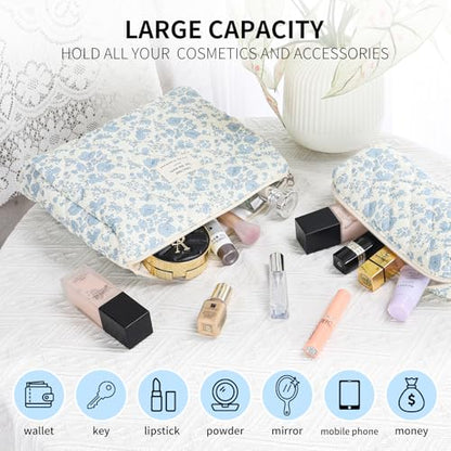 senbowe Bolsa de maquillaje floral, paquete de 3 bolsas de m