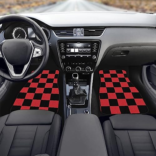 Juego de 4 alfombrillas a cuadros para automóvil, patrón geo