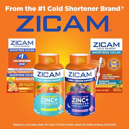 Zicam Apoyo inmunológico diario, suplemento de gomita, zinc,