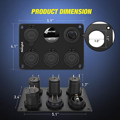 Nilight Enchufe dual para encendedor de cigarrillos con cabl