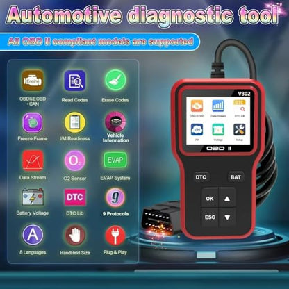 Herramienta de diagnóstico del escáner OBD2, probador de bat