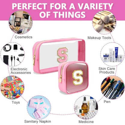 Bolsa de maquillaje transparente con letra inicial personali