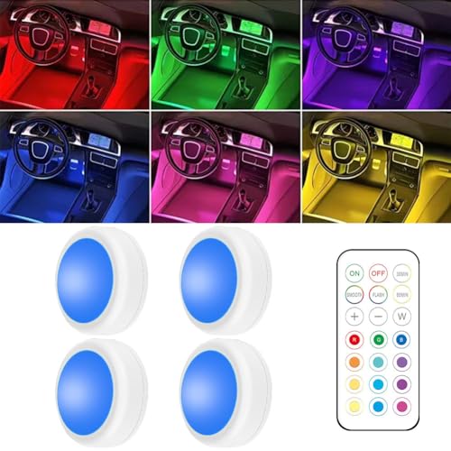 4 luces LED inalámbricas para interiores de automóvil con co