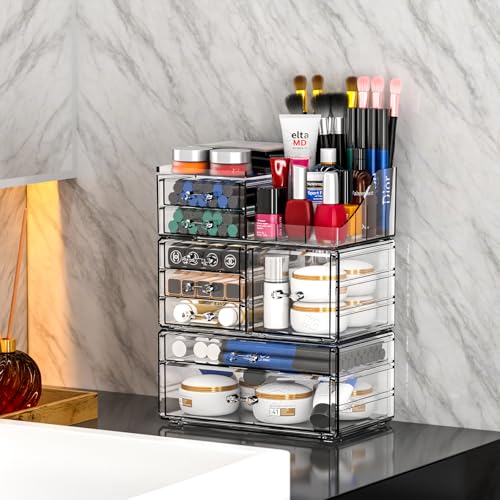 Cq acrylic Organizador de maquillaje transparente y almacena