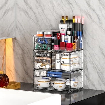 Cq acrylic Organizador de maquillaje transparente y almacena