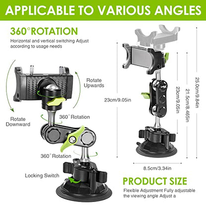 Soporte de ventosa para teléfono con rotación de 360°, brazo