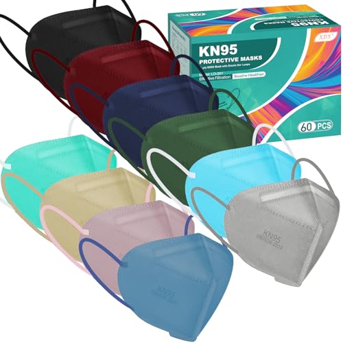 XDX Mascarillas KN95, 60 paquetes de mascarillas faciales en