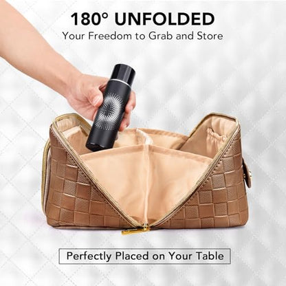 stona Bolsa de maquillaje de viaje para mujer, de piel sinté