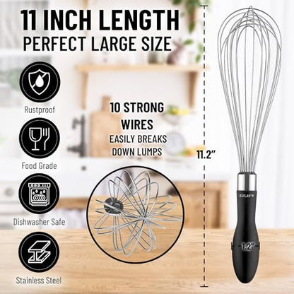 Zulay Kitchen Batidor de globo de acero inoxidable de 11 pul