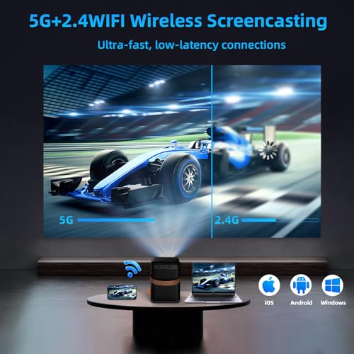 [Foco eléctrico] Mini proyector con WiFi 5G y Bluetooth, pro
