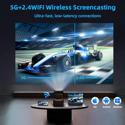 [Foco eléctrico] Mini proyector con WiFi 5G y Bluetooth, pro
