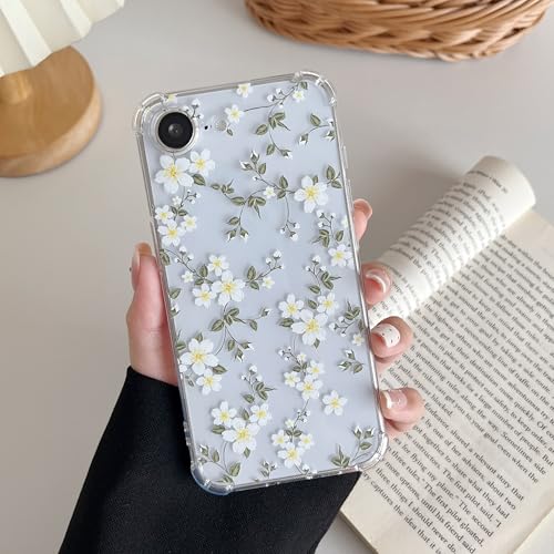 ZTOFERA Funda transparente para iPhone 16e, diseño de flores