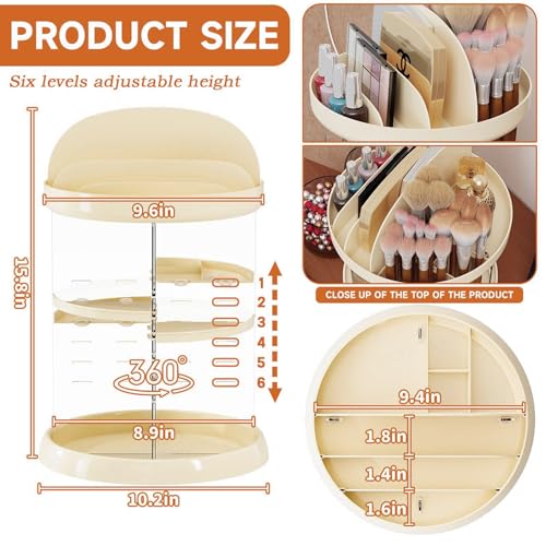 Organizador de maquillaje giratorio 360 color beige para toc