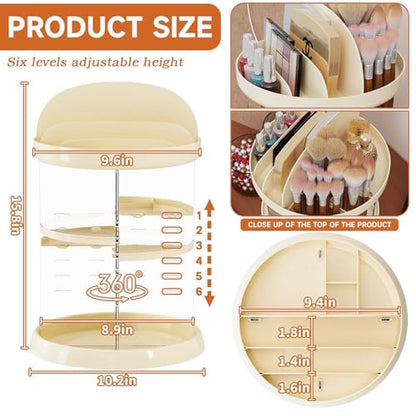 Organizador de maquillaje giratorio 360 color beige para toc