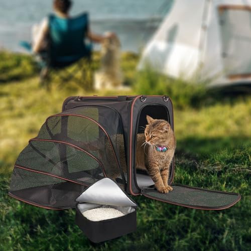 Transportador de gatos con caja de arena, transportador de g