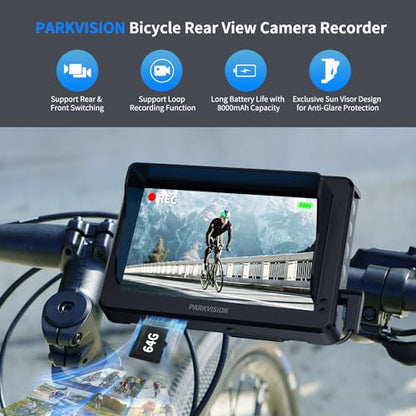 PARKVISION Grabador de cámara de visión trasera de bicicleta