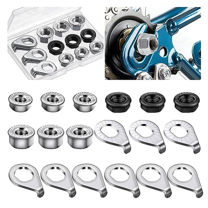 Zacro 18pcs Bike Wheel Axle Nut and Bicycle Hub Safety Washe