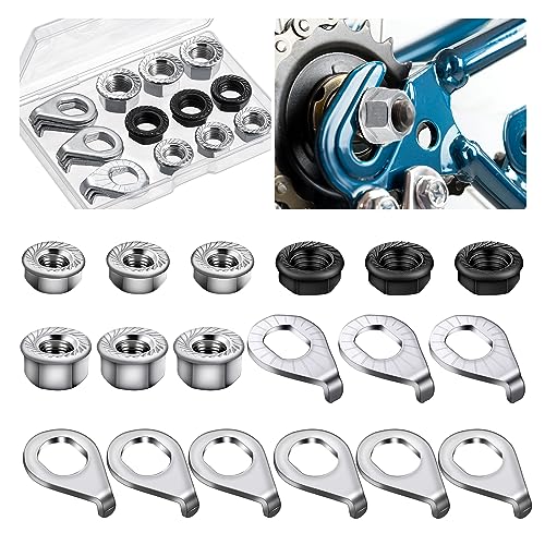Zacro 18pcs Bike Wheel Axle Nut and Bicycle Hub Safety Washe