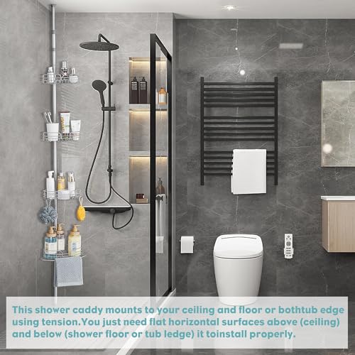 WPT Soporte organizador de ducha gris para baño, organizador